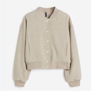NWT Women's H&M Beige felted  Bomber Jacket size small
